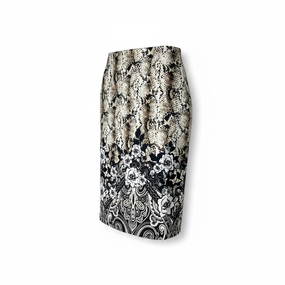 White House Black Market Snake Print Floral Satin Pencil Skirt Size 2 Small - Picture 4 of 9